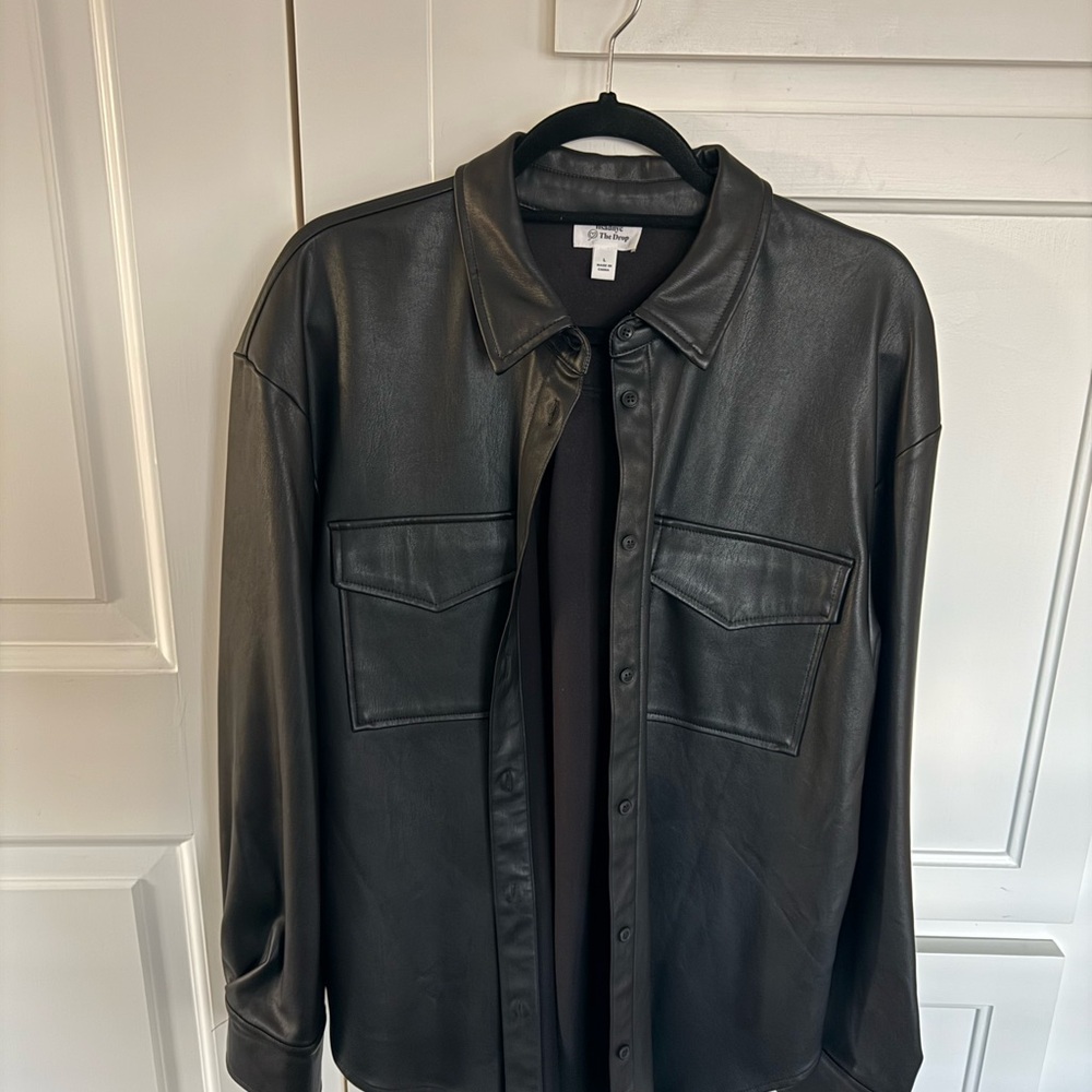 Women’s Black Faux Leather Jacket/Shirt